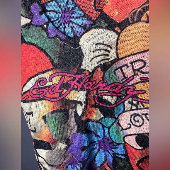 Rare Vintage Ed Hardy Tattoo Knit Dress - Picture 5 of 6